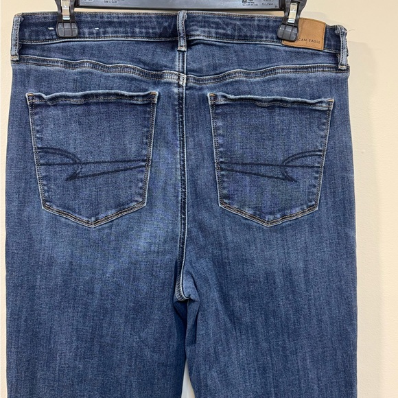 American Eagle Hi Rise Stretch Bootcut Flare Jeans Women's 14x29 Blue Dark Boho - Picture 5 of 12